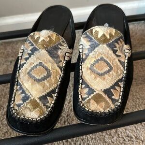 SESTO Meucci black suede slip on flats genuine leather size 9.5 N